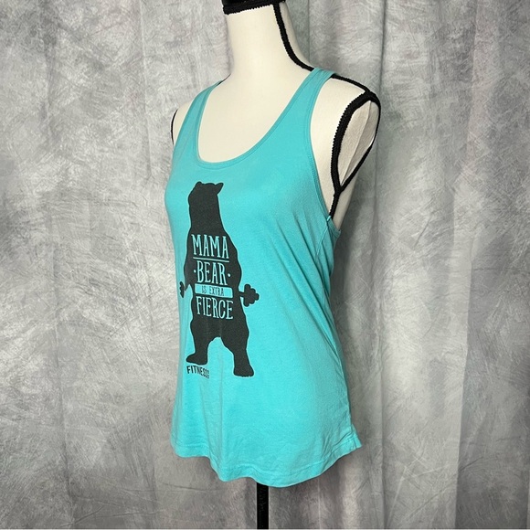 Fitness Tee Co Teal Mama Bear Is Extra Fierce Tank Top - LG - Picture 4 of 9